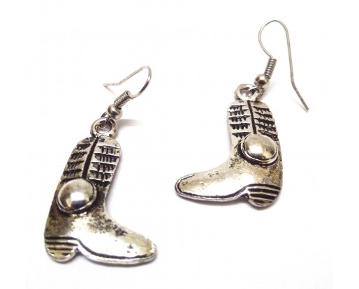 THE SHOE - Silver Oxidized Earring Hook Dangle Drop Long Asian Novelty Tribal